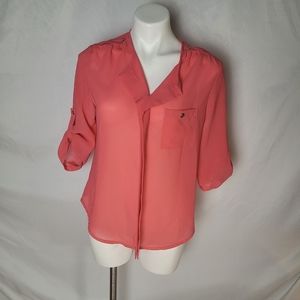 Pink quarter length sleeve blouse